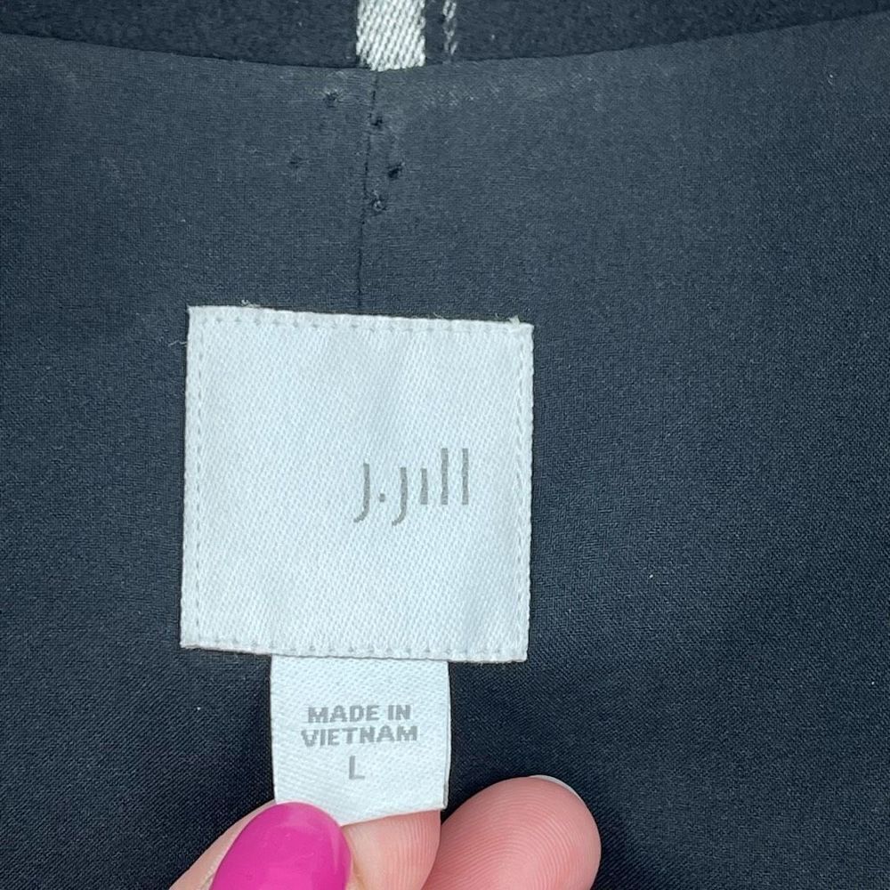 J Jill Windowpane Coat Zip Up Soft Warm Pockets‎ Women Large Black White - Picture 3 of 5
